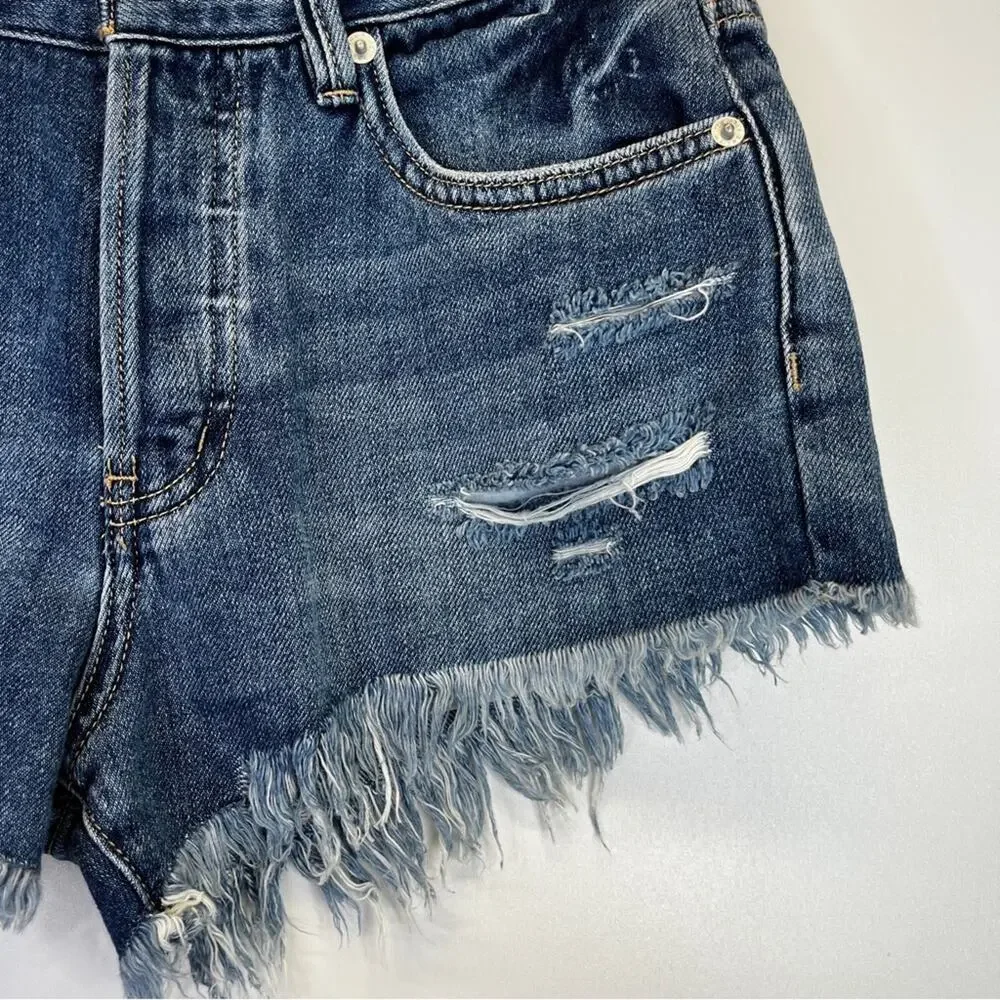 We The Free Loving Good Vibrations cut off jean shorts mid indigo - 25